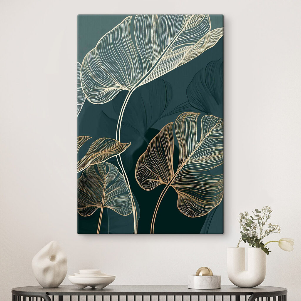 Elegant leaves on dark background