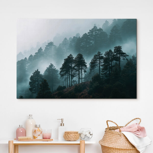 Canvas Schilderijen Canvas Schilderijen Mistig bos met bomen (Artikelnummer: s49672)