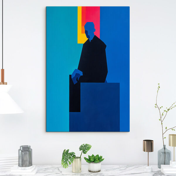 Painting of a man sitting in a chair Painting of a man sitting in a chair