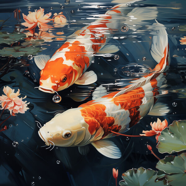 Two fish swimming in water
