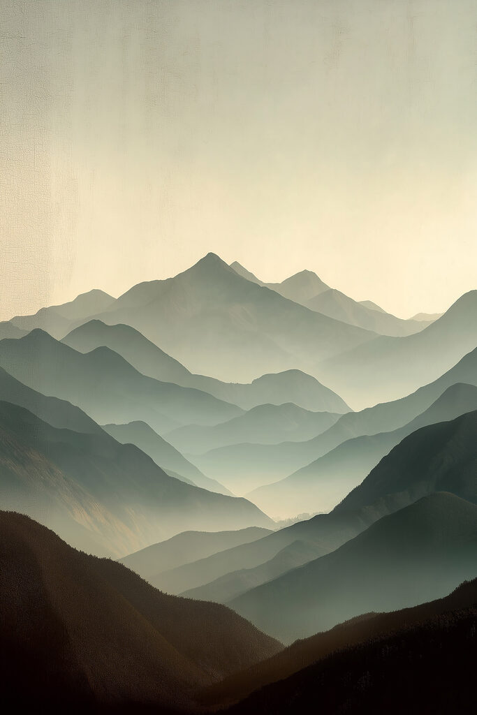 Mountain range with fog