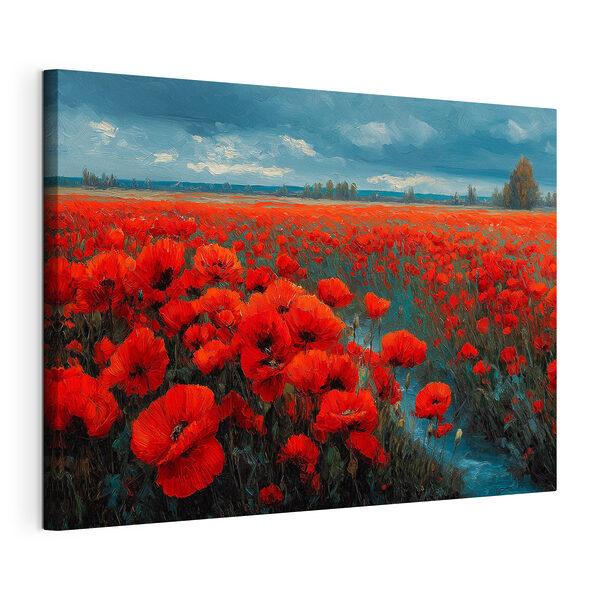 Canvas Schilderijen Veld met rode bloemen (Artikelnummer: s49631) Canvas Schilderijen Canvas Schilderijen Veld met rode bloemen (Artikelnummer: s49631)