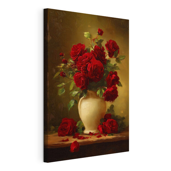 Canvas Schilderijen Schilderij van een vaas met rode rozen (Artikelnummer: s49545) Canvas Schilderijen Canvas Schilderijen Schilderij van een vaas met rode rozen (Artikelnummer: s49545)
