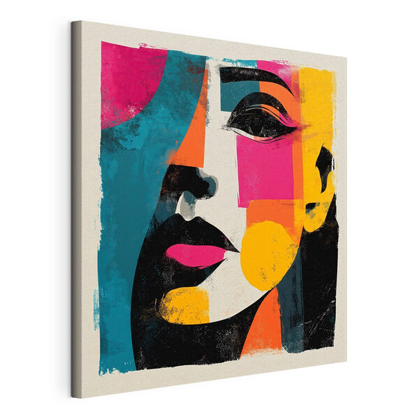 Canvas Schilderijen Het gezicht van een vrouw met kleurrijke vierkantjes (Artikelnummer: s49544) Canvas Schilderijen Canvas Schilderijen Het gezicht van een vrouw met kleurrijke vierkantjes (Artikelnummer: s49544)
