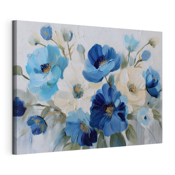 Canvas Schilderijen Schilderij met blauwe en witte bloemen (Artikelnummer: s49533) Canvas Schilderijen Canvas Schilderijen Schilderij met blauwe en witte bloemen (Artikelnummer: s49533)