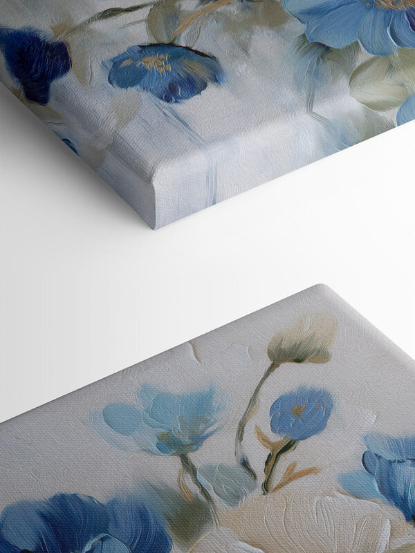 Painting of blue and white flowers Painting of blue and white flowers