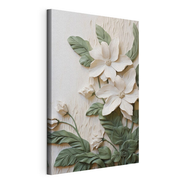 Canvas Schilderijen Witte bloemen en bladeren op een witte achtergrond (Artikelnummer: s49497) Canvas Schilderijen Canvas Schilderijen Witte bloemen en bladeren op een witte achtergrond (Artikelnummer: s49497)