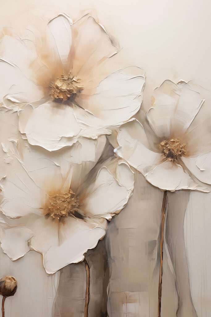 Painting of flowers on a wall Painting of flowers on a wall