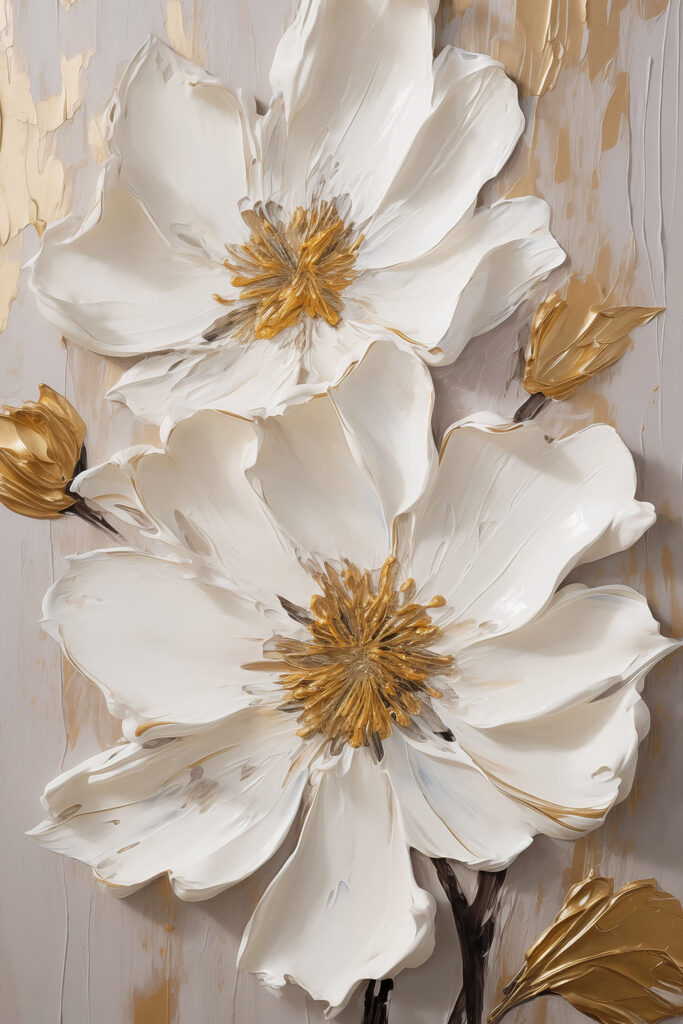 - Elegant blooms in soft, muted tones