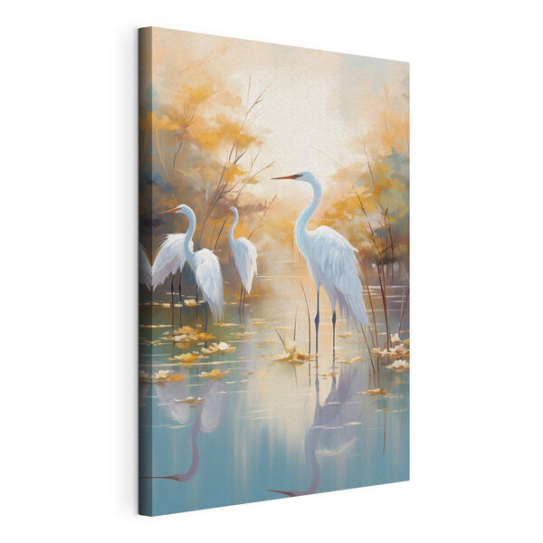 Canvas Schilderijen Een groep witte vogels in een vijver (Artikelnummer: s49467) Canvas Schilderijen Canvas Schilderijen Een groep witte vogels in een vijver (Artikelnummer: s49467)