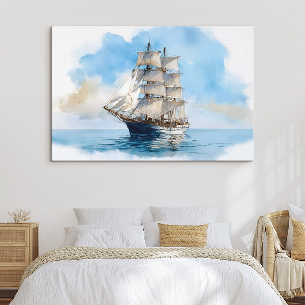 Canvas Schilderijen Aquarel van een schip op de oceaan (Artikelnummer: s49421) Canvas Schilderijen Canvas Schilderijen Aquarel van een schip op de oceaan (Artikelnummer: s49421)
