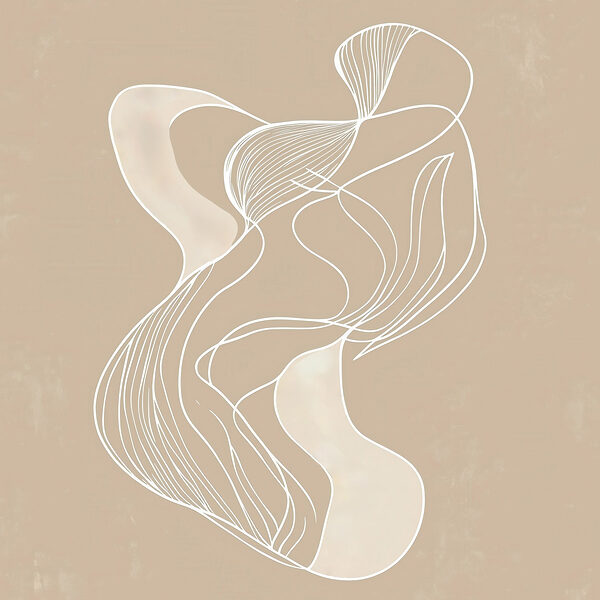 White line drawing on a tan background