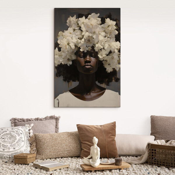 Woman with flowers on her head