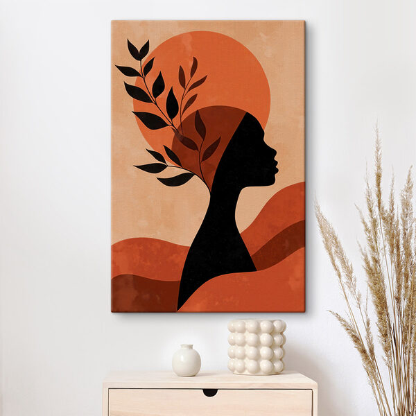 Silhouette of a woman with leaves on her head Silhouette of a woman with leaves on her head