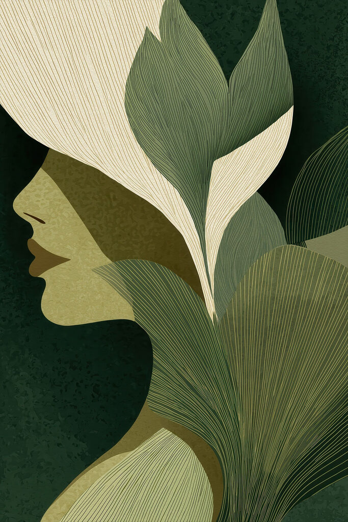 Woman's face with leaves Woman's face with leaves