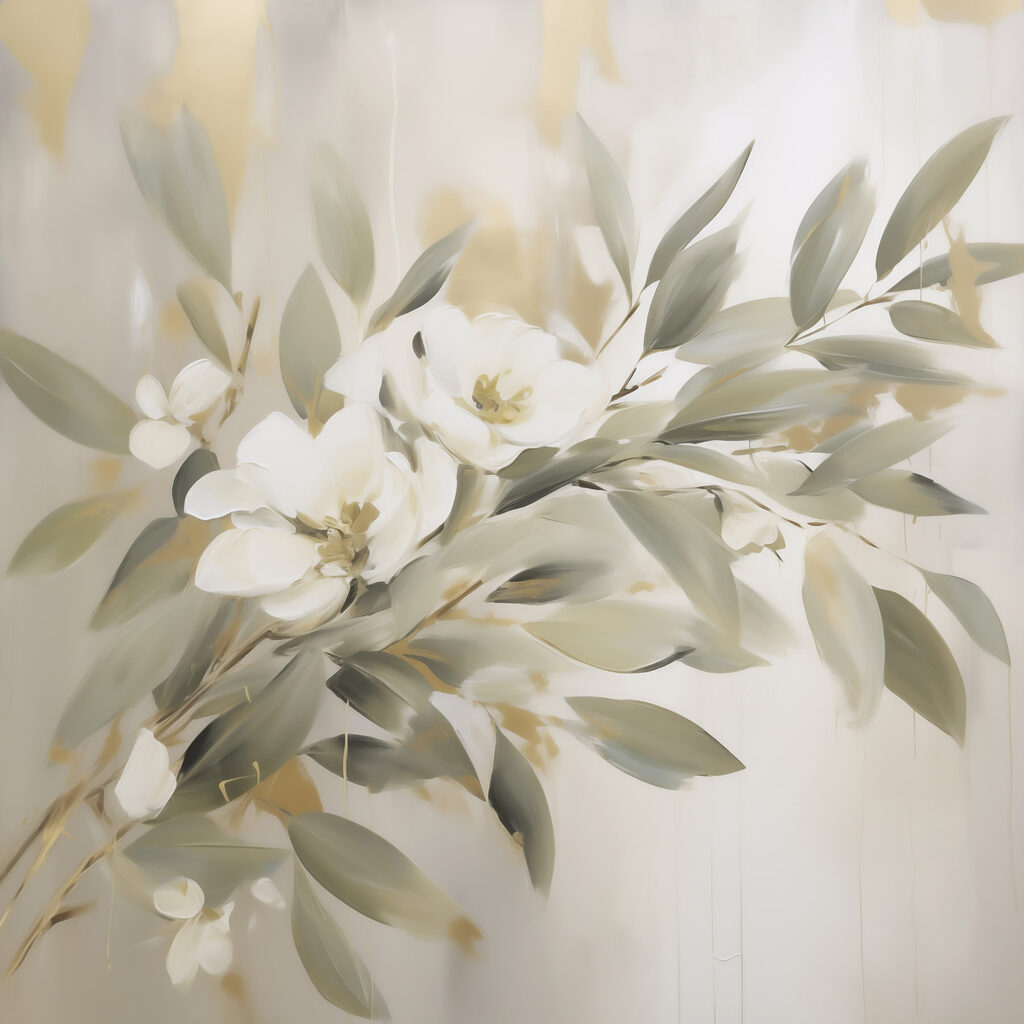 Painting of flowers and leaves Painting of flowers and leaves