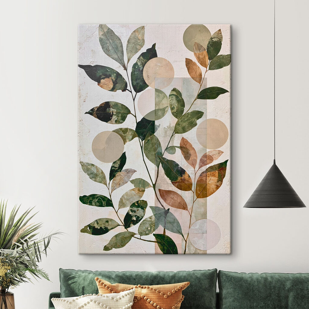 Painting of leaves and circles Painting of leaves and circles