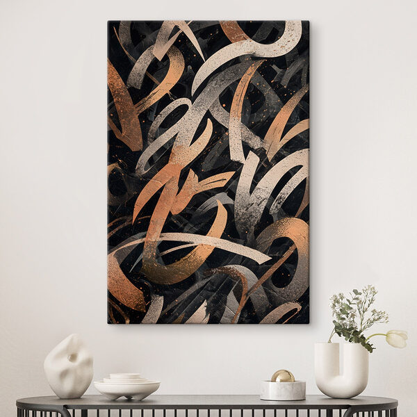 Canvas Schilderijen Black and orange brush strokes (Artikelnummer: s49246)