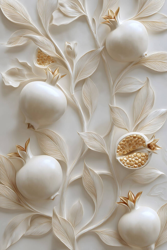 Elegant decor featuring pomegranate motifs Elegant decor featuring pomegranate motifs