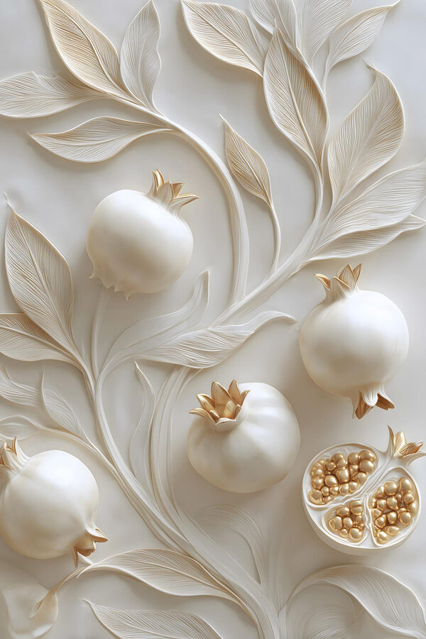Graceful pomegranate design with leaves