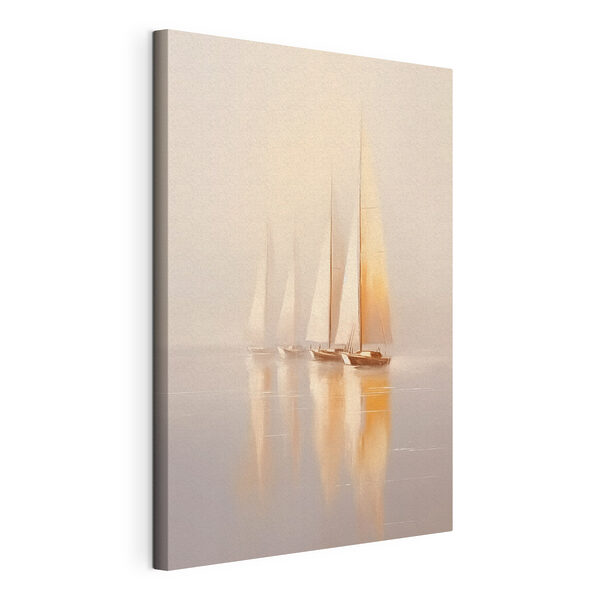 Een groep zeilboten op het water Canvas Schilderijen Een groep zeilboten op het water