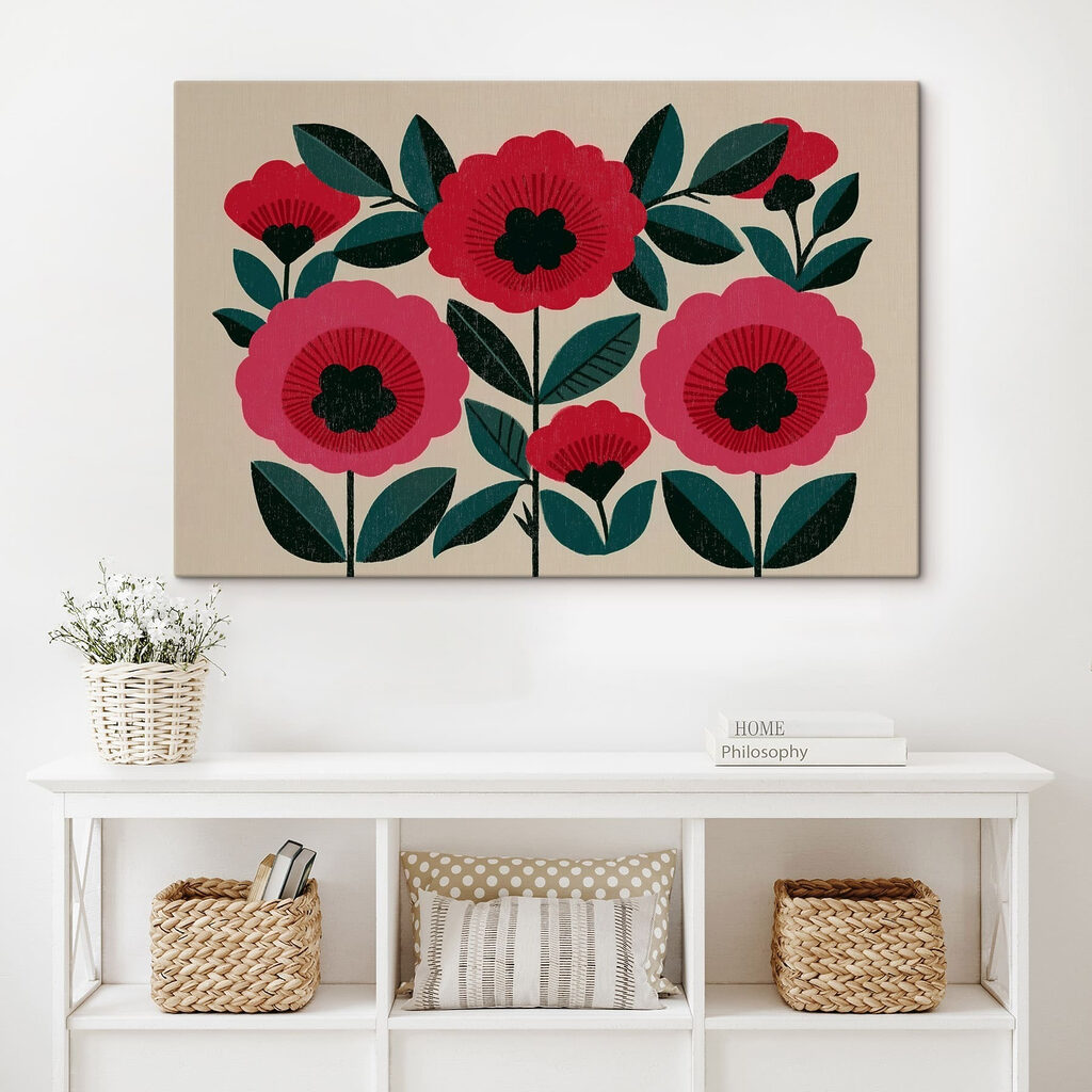 Painting of flowers and leaves
