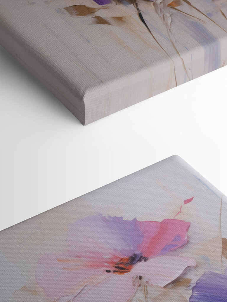 Painting of flowers on a white surface Painting of flowers on a white surface