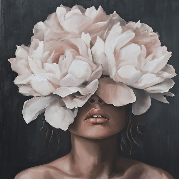 Painting of a woman with flowers on her head Painting of a woman with flowers on her head