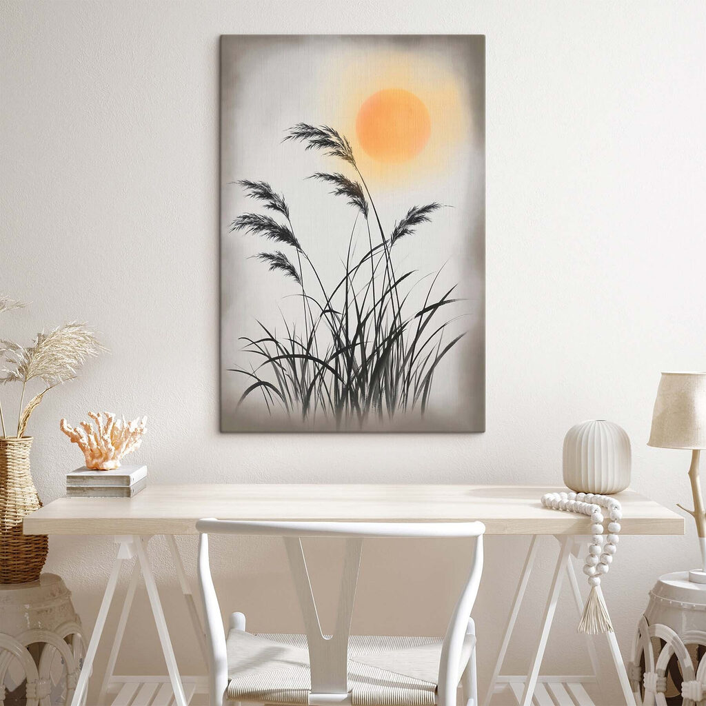 Silhouette of grass and the sun