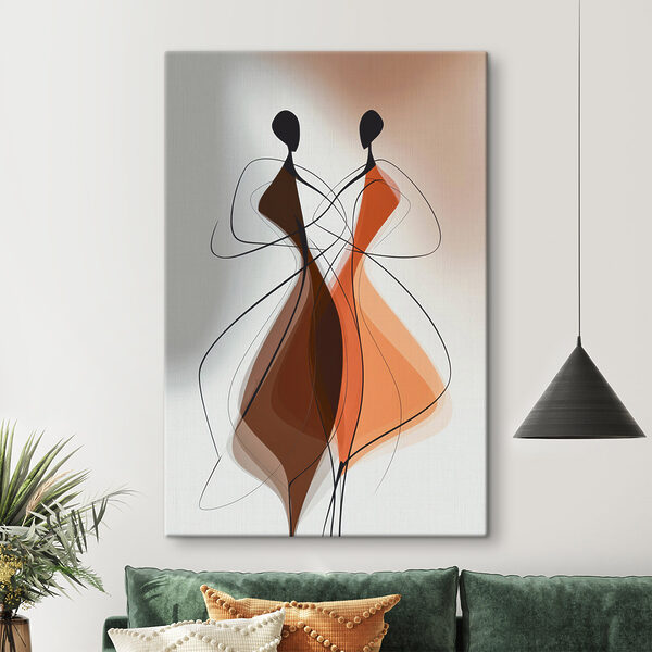 Canvas Schilderijen Tekening van twee vrouwen in jurken