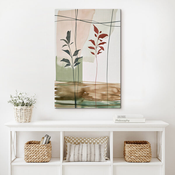Canvas Schilderijen Schilderij van bladeren en een plant (Artikelnummer: s49128) Canvas Schilderijen Canvas Schilderijen Schilderij van bladeren en een plant (Artikelnummer: s49128)