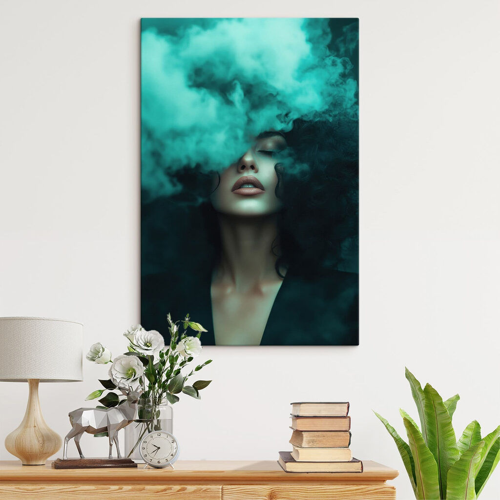 Woman with smoke coming out of her face Woman with smoke coming out of her face