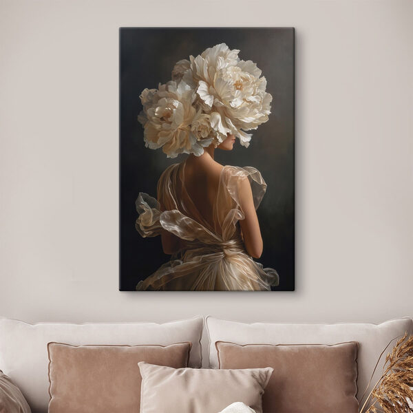 Vrouw met bloemen in haar haar Canvas Schilderijen Vrouw met bloemen in haar haar