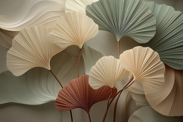 Group of leaves with a white background