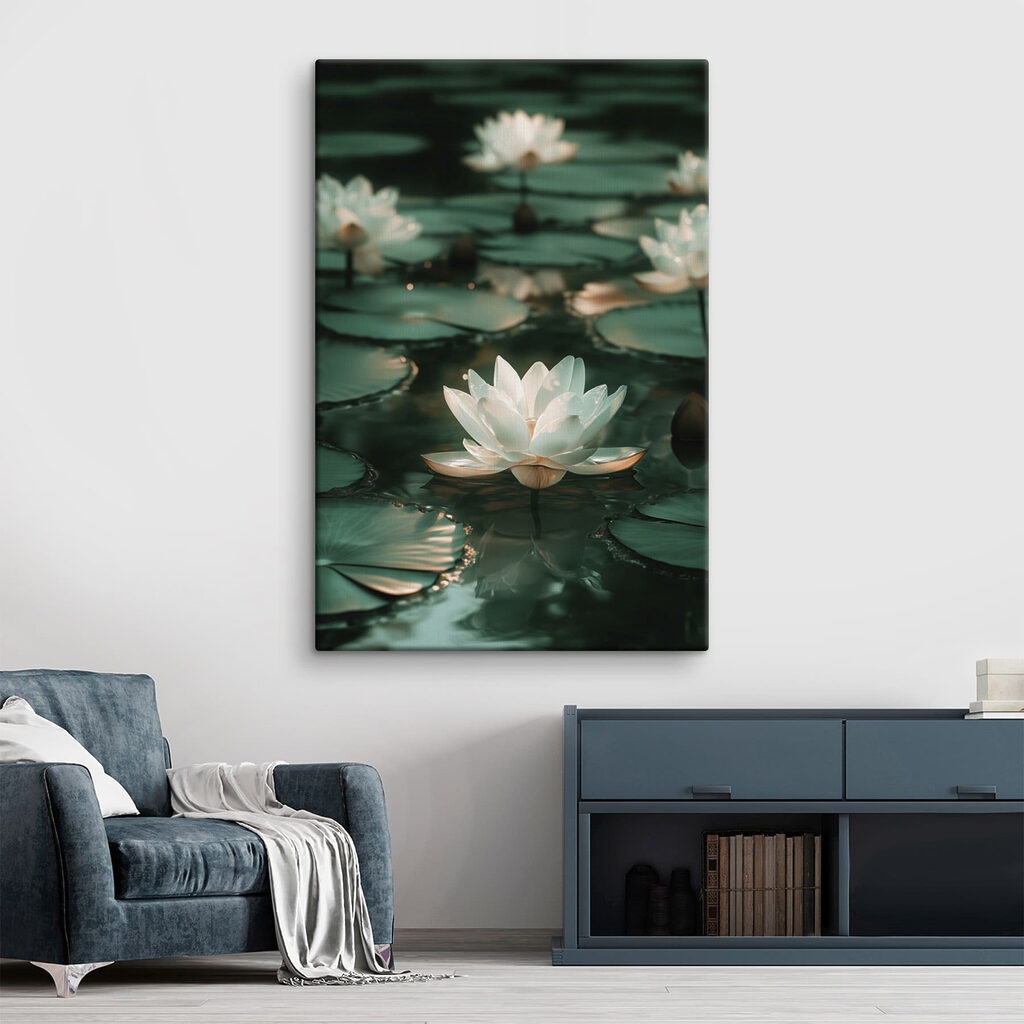 White flower on water White flower on water