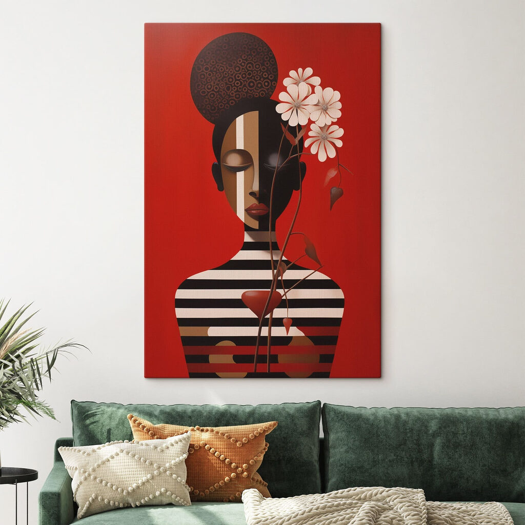 Painting of a woman with flowers