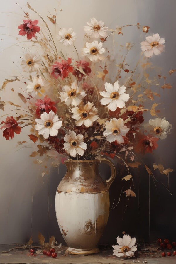 Painting of flowers in a vase