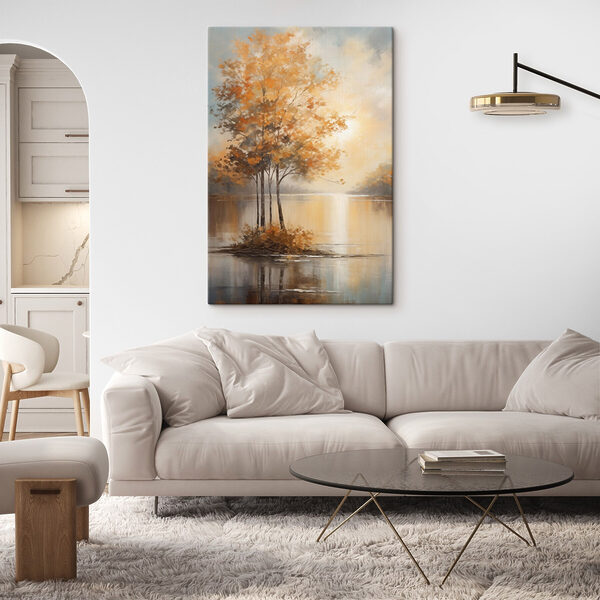 Painting of trees in a lake Painting of trees in a lake