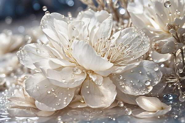 Delicate blooms adorned with droplets
