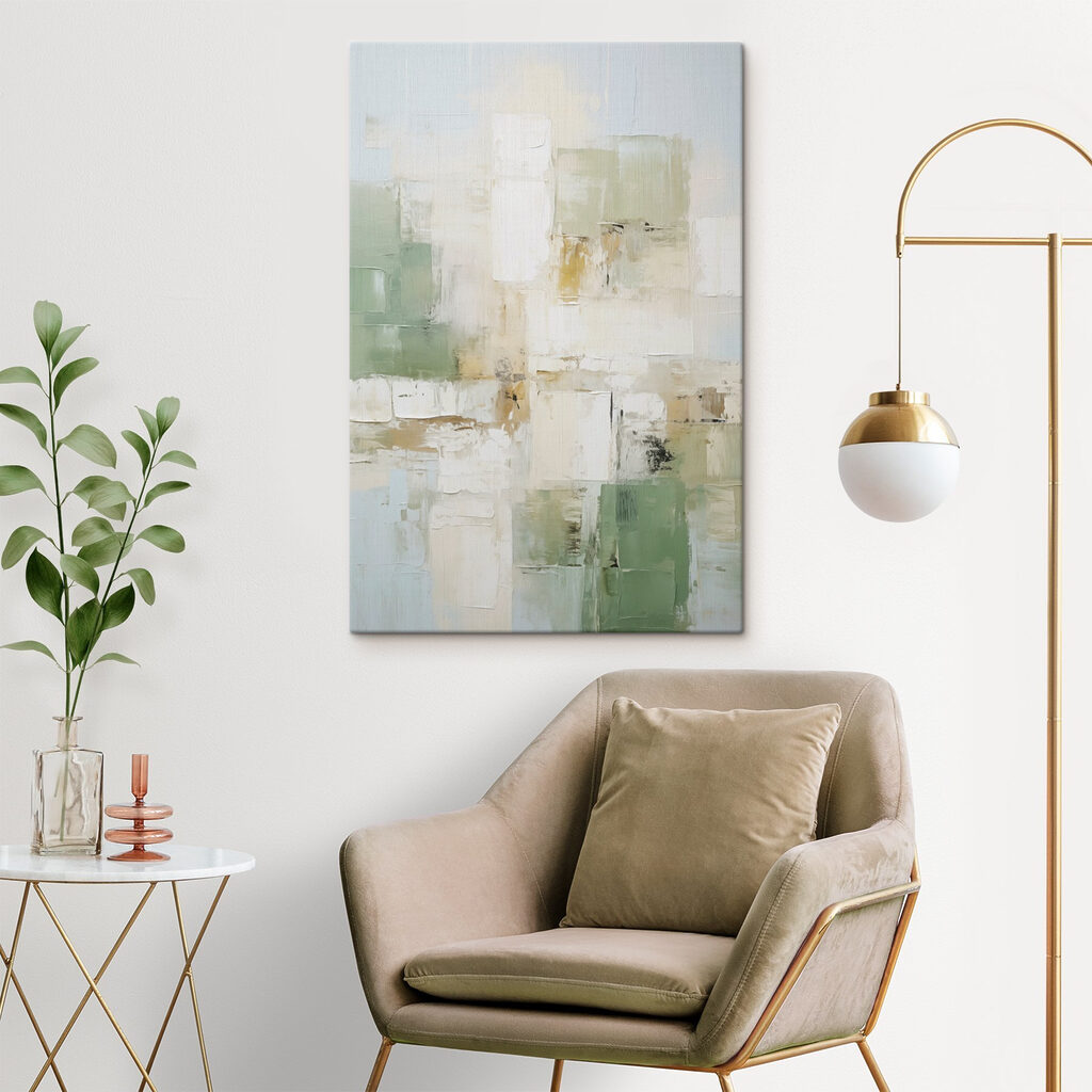 Painting of white and green squares