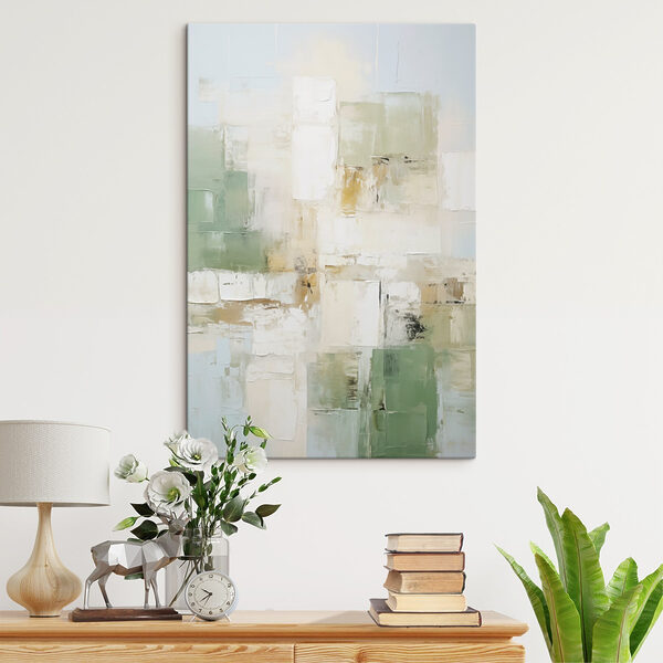 Painting of white and green squares