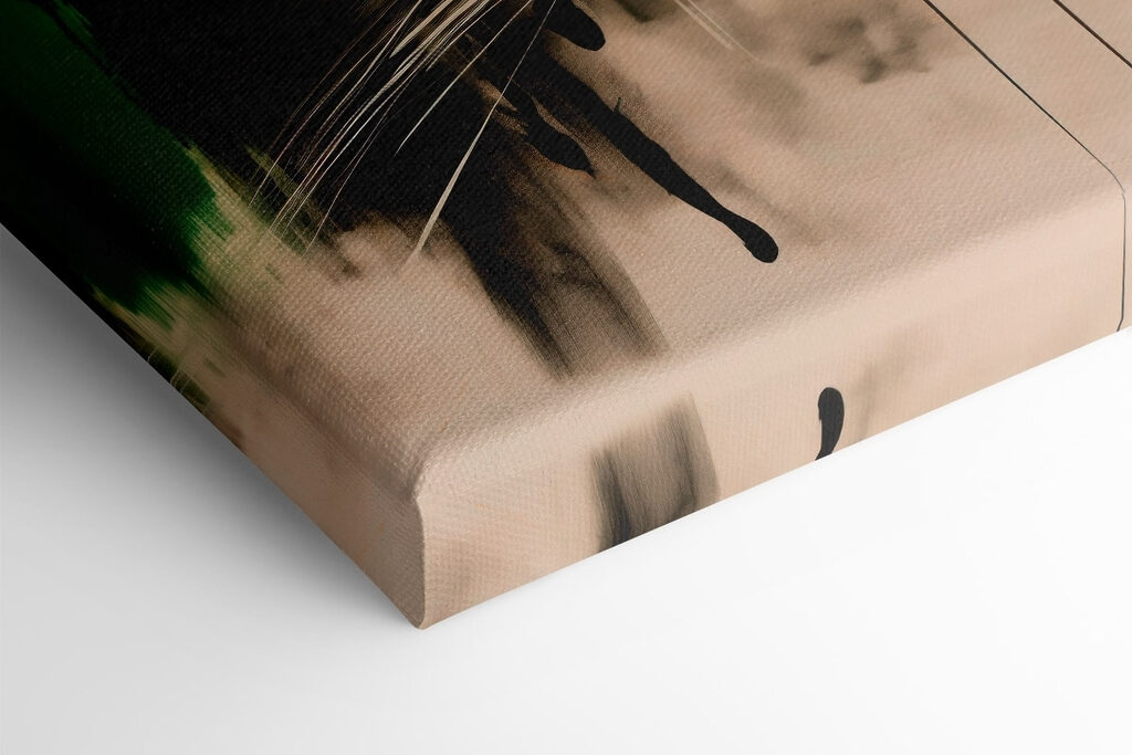 Painting of a green orange and black color