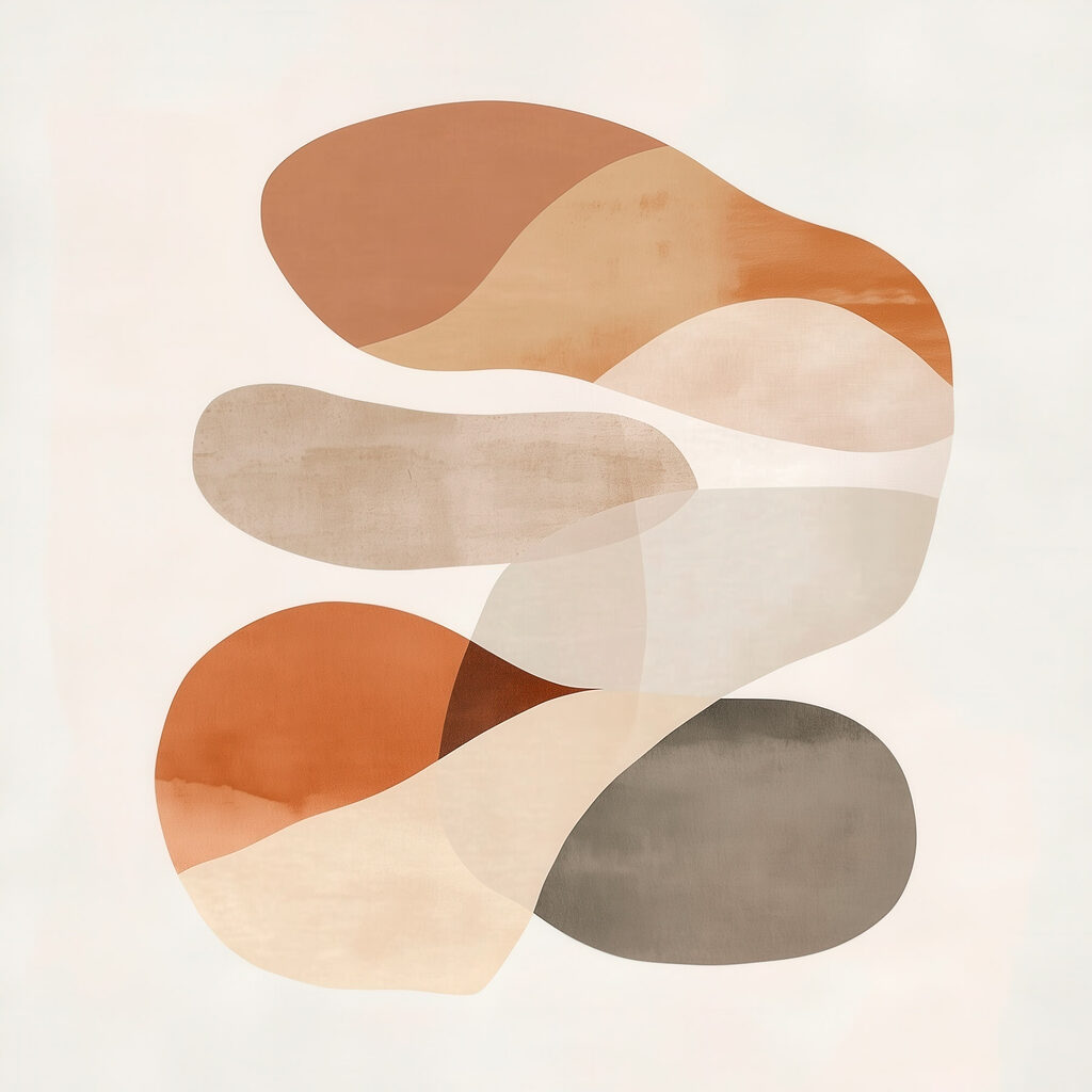 Group of brown and white shapes
