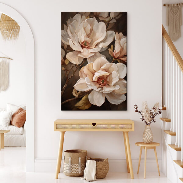 Painting of flowers on a branch