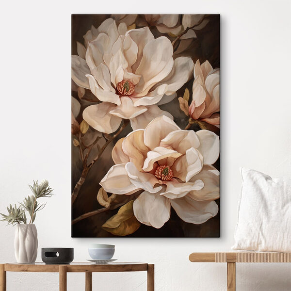 Painting of flowers on a branch