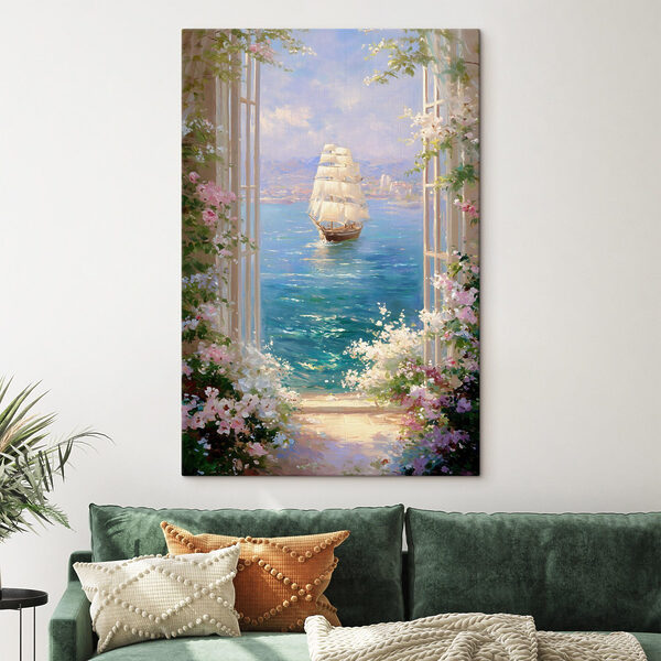 Painting of a ship in the water Painting of a ship in the water