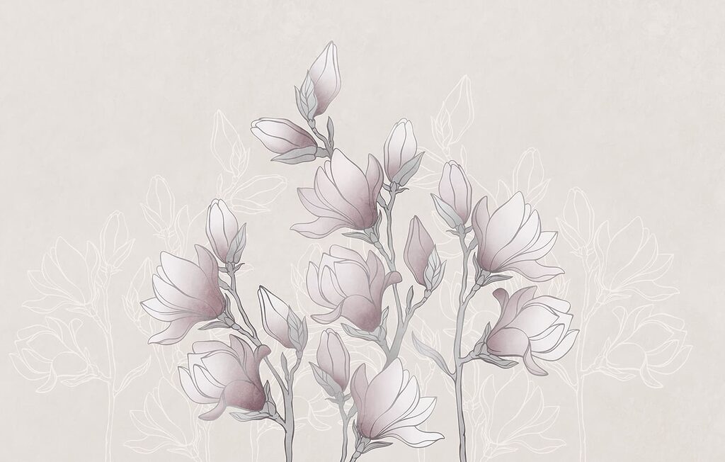 Drawing of flowers on a branch