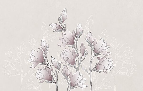 Drawing of flowers on a branch