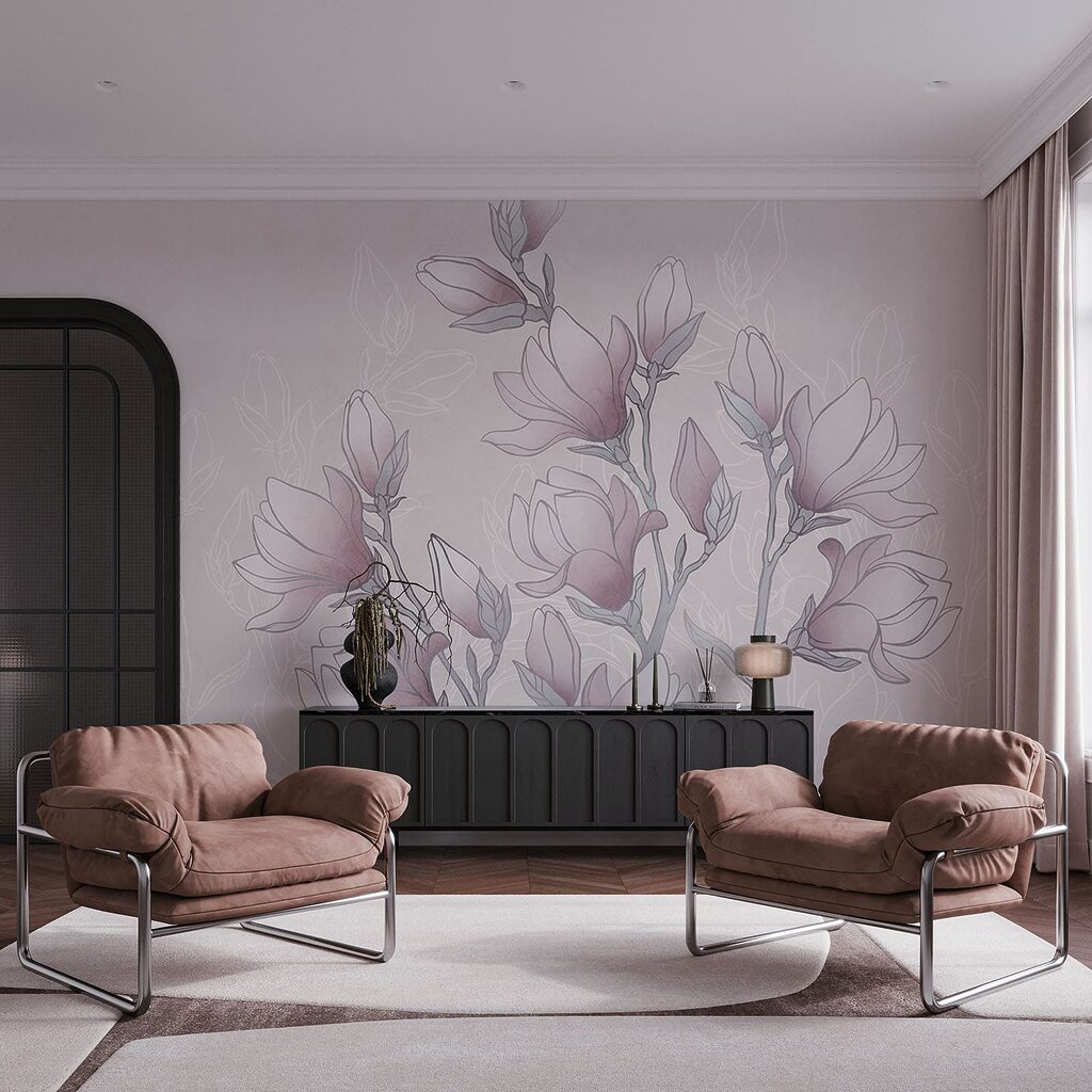 Tekening van bloemen aan een tak
