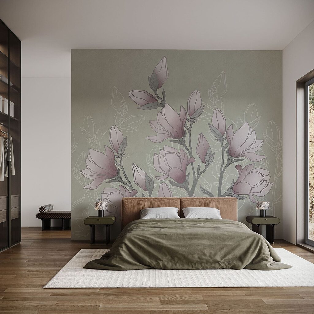 Tekening van bloemen aan een tak Tekening van bloemen aan een tak